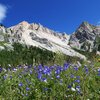 La cima di S. Antonio vista dalla malga di Fanes piccola. Il parco naturale Fanes Sennes Braies &egrave; una meta bellissima per escursioni di ogni grado di difficolt&agrave;, e si trova in buona parte sul territorio comunale di Marebbe. Foto: AT, &copy; Peer