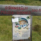 Wegweiser Goenner Alm