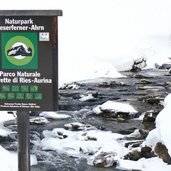 Knuttental Rein in Taufers Naturpark Rieserferner Ahrn parco naturale vedrette di ries aurina inverno