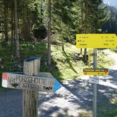 wegweiser am forstweg zum tilliacher joch bei pfaffenboden