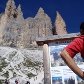 P drei zinnen sexten suedwand lavaredo huette infotafel